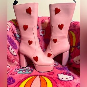 Baby pink boots with hearts shapes from dollskill🩷💕